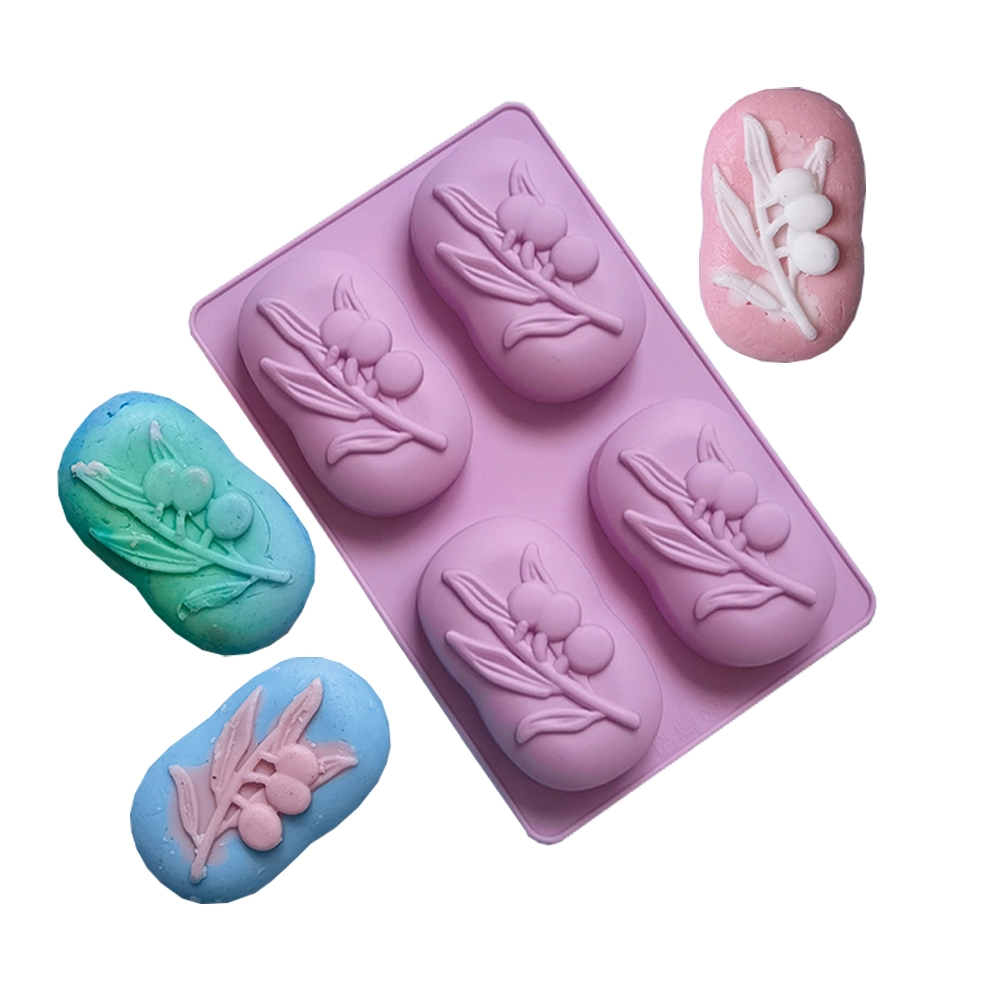 Soap Making Diy Kit - 4 تجاويف البيضاوي شجرة الزيتون سيليكون